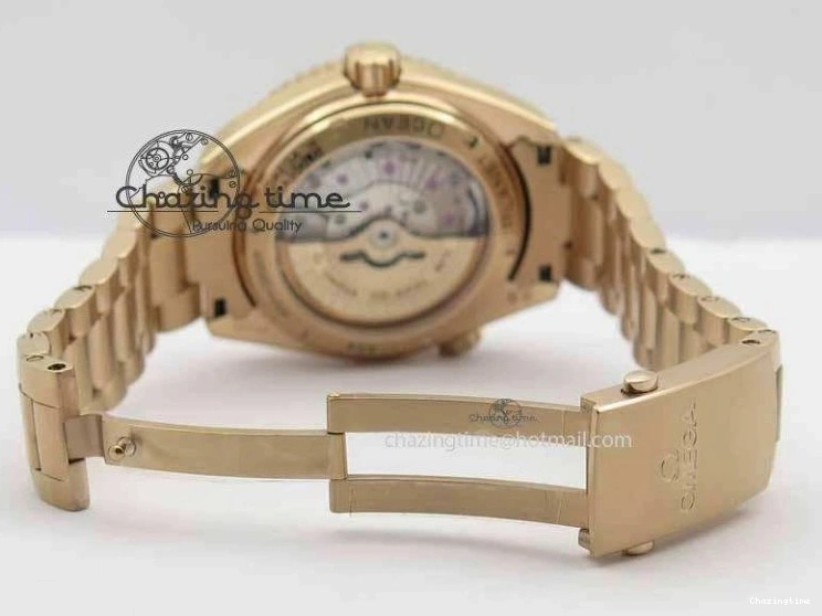 1221 Efficient Planet Ocean GMT 43.5mm RG V6F 1:1 Best Edition Black Dial On RG Bracelet A 8182